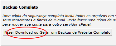 cPanel backup