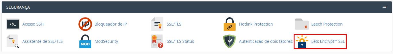 Localizando lets encrypt no cPanel