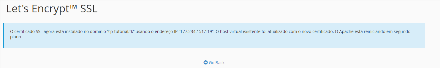 Conclusão da instalação do certificado ssl