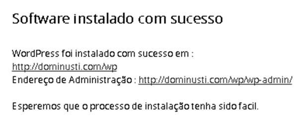 Conclusão da Instalação do WordPress