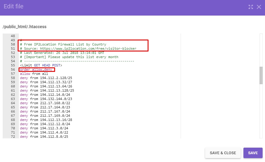 bloquear acessos de ip via htaccess